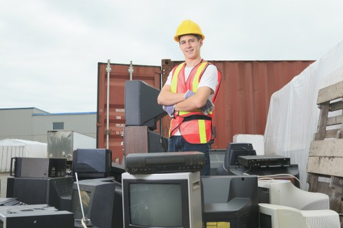 Recycling process in action with sorted materials